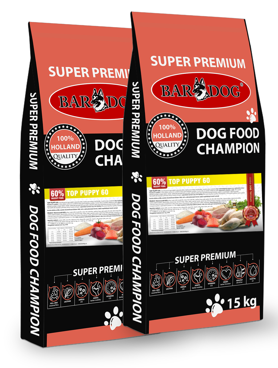 BARDOG Granule Lisované za studena TOP PUPPY 60 2 x 15 Kg