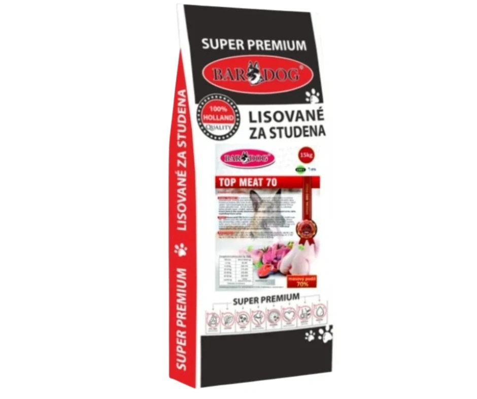 BARDOG Granule Lisované za studena TOP MEAT 70 15 kg