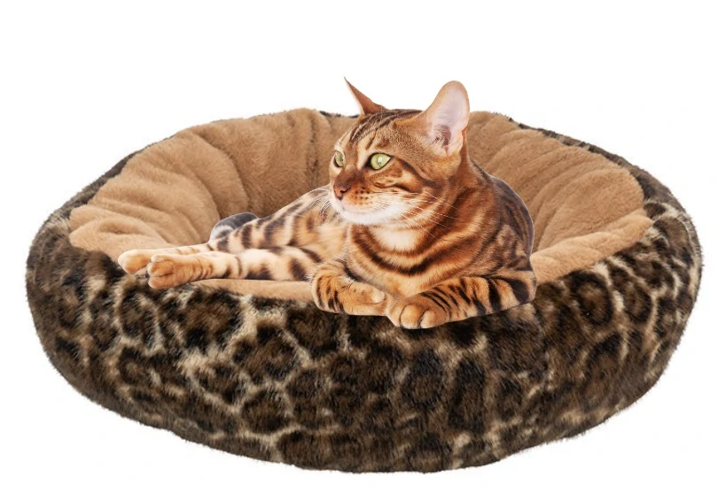 TRIXIE SOFT Edition kulaté lůžko LEO s okrajem, ⌀ 50 cm, hnědá/leopardí