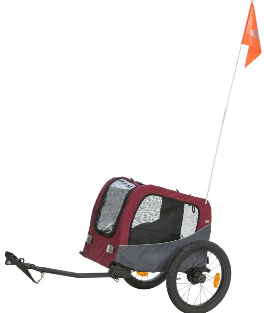 TRIXIE Vozík za kolo, S: 56 × 64 × 61/125 cm, do 15 kg, šedá/červená