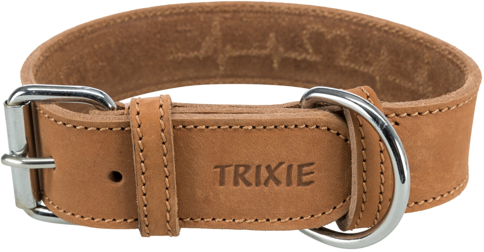 TRIXIE Rustic kožený obojek Heartbeat - hnědá L:47-55cm/40mm