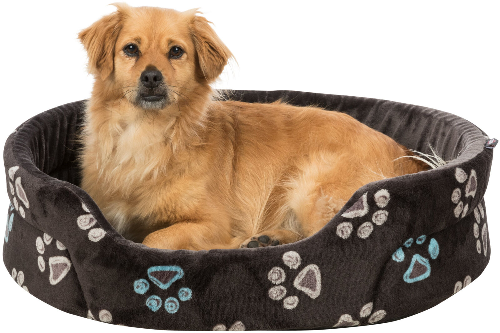 TRIXIE Oválný pelech JIMMY, taupe-šedý s tlapkami 95 x 85cm