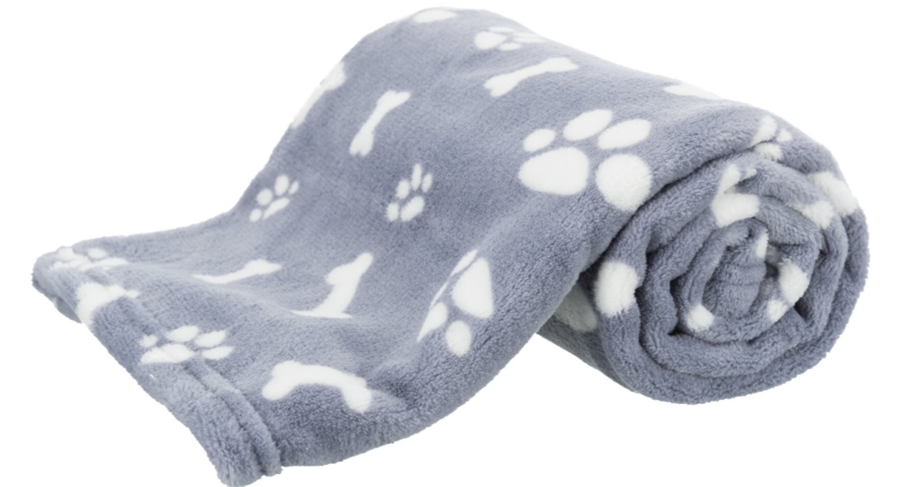 TRIXIE Plyšová deka KENNY, modrá s kostičkami a packami 100 x 75cm