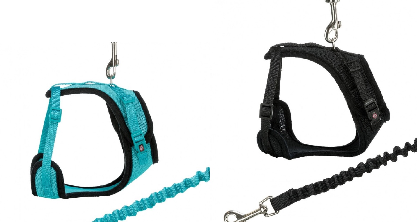 TRIXIE Měkký síťovaný Y-postroj s elastickým vodítkem pro kočku XL 39-60cm / 1,00 m