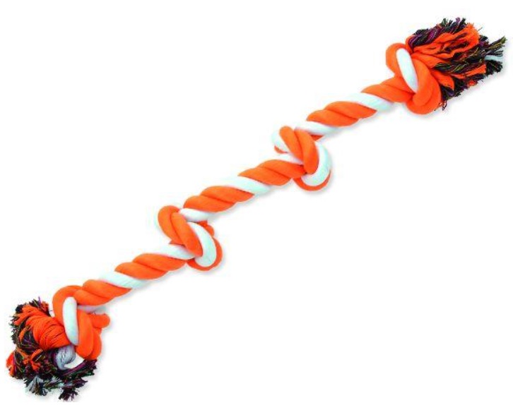 Uzel Dog Fantasy bavlněný oranžovo-bílý 60cm 4 knoty DOPRODEJ