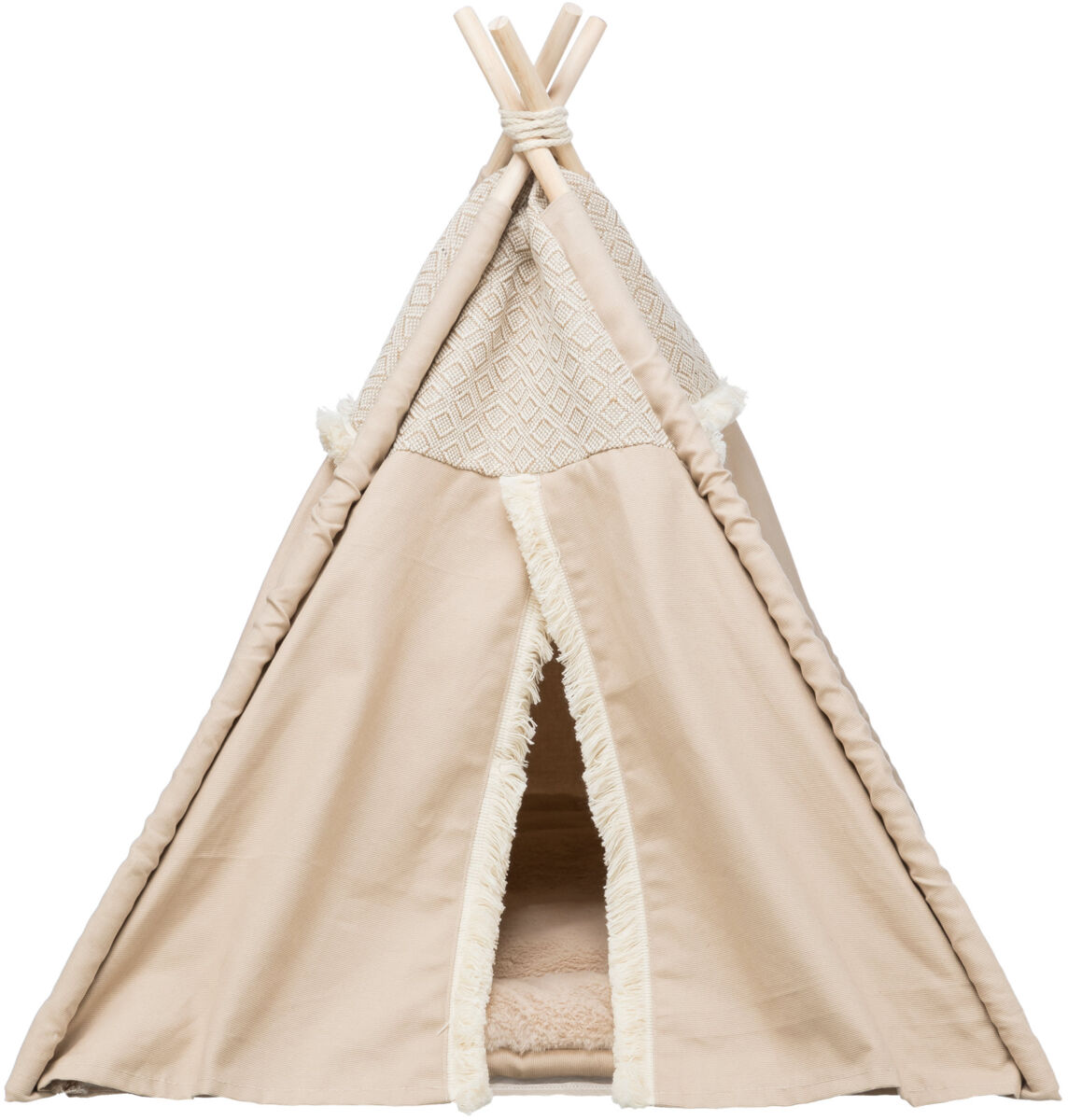 TRIXIE Teepee BOHO s polštářem, 55 x 65 x 44 cm, bavlna, béžová