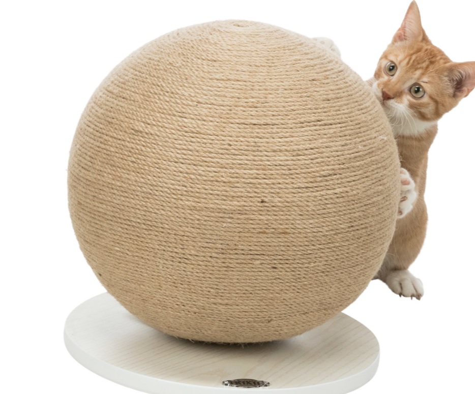 TRIXIE Škrábací koule na dřevěném podstavci , ø 29 × 31 cm, juta