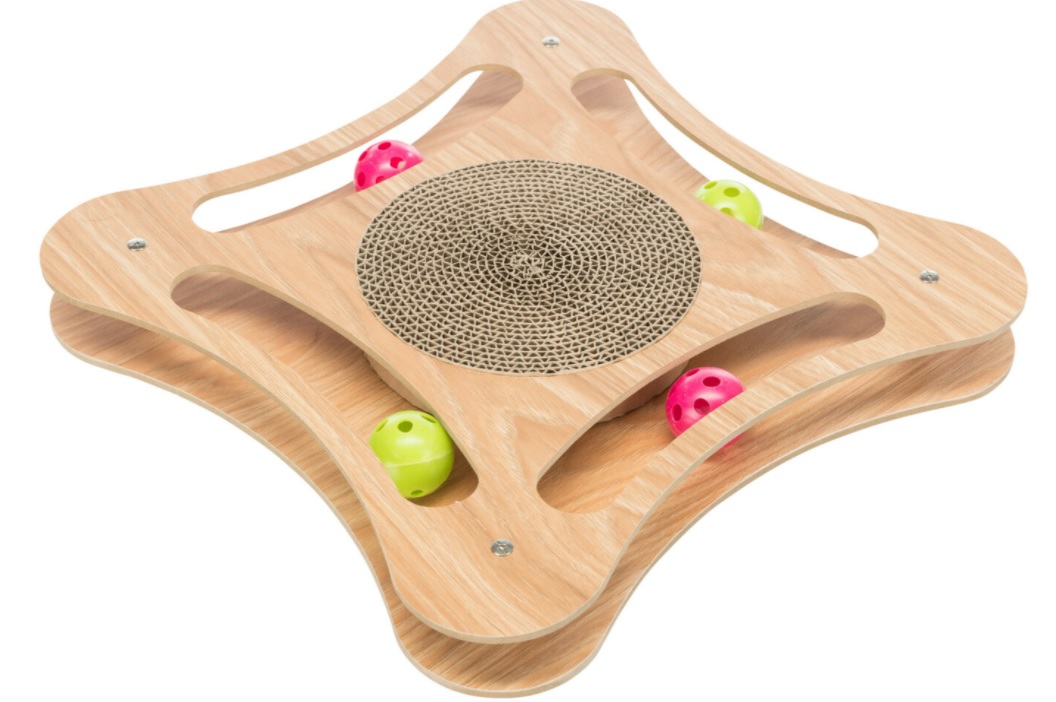 TRIXIE Škrábadlo v dřevěném rámu, s hračkami,  35 × 4 × 35 cm