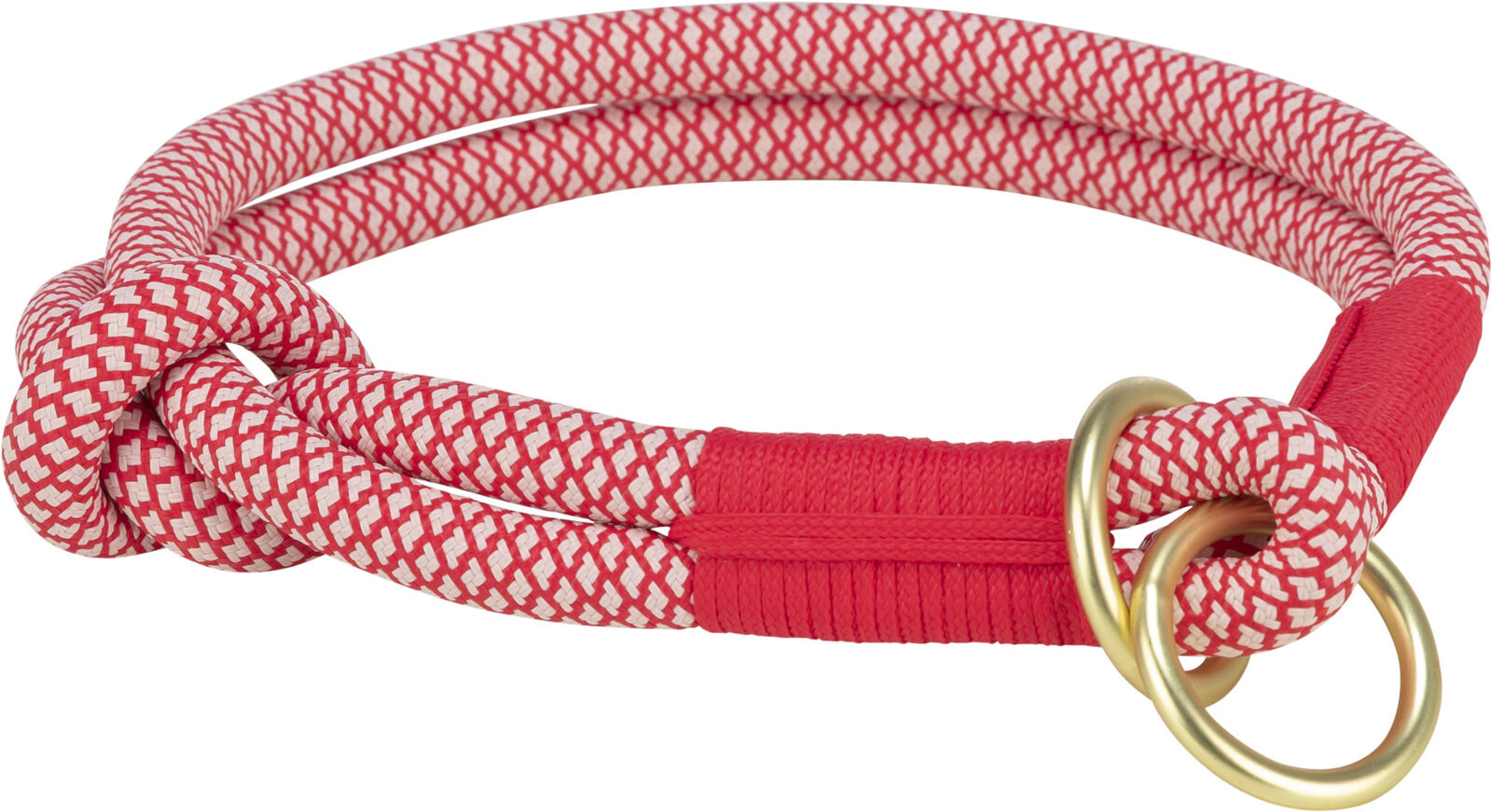 TRIXIE Soft Rope kulatý polostahovací obojek, červená/krémová S: 35cm/ 10 mm