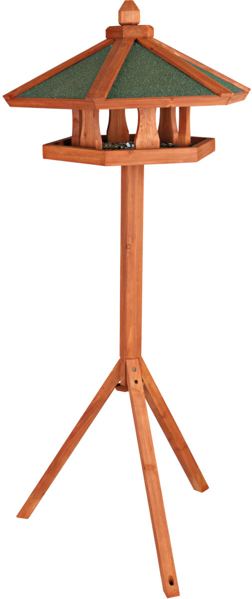 TRIXIE NATURA venkovní krmítko se stříškou, na trojnožce 1,45 m, 65 x 46 cm, borové dřevo, hnědá