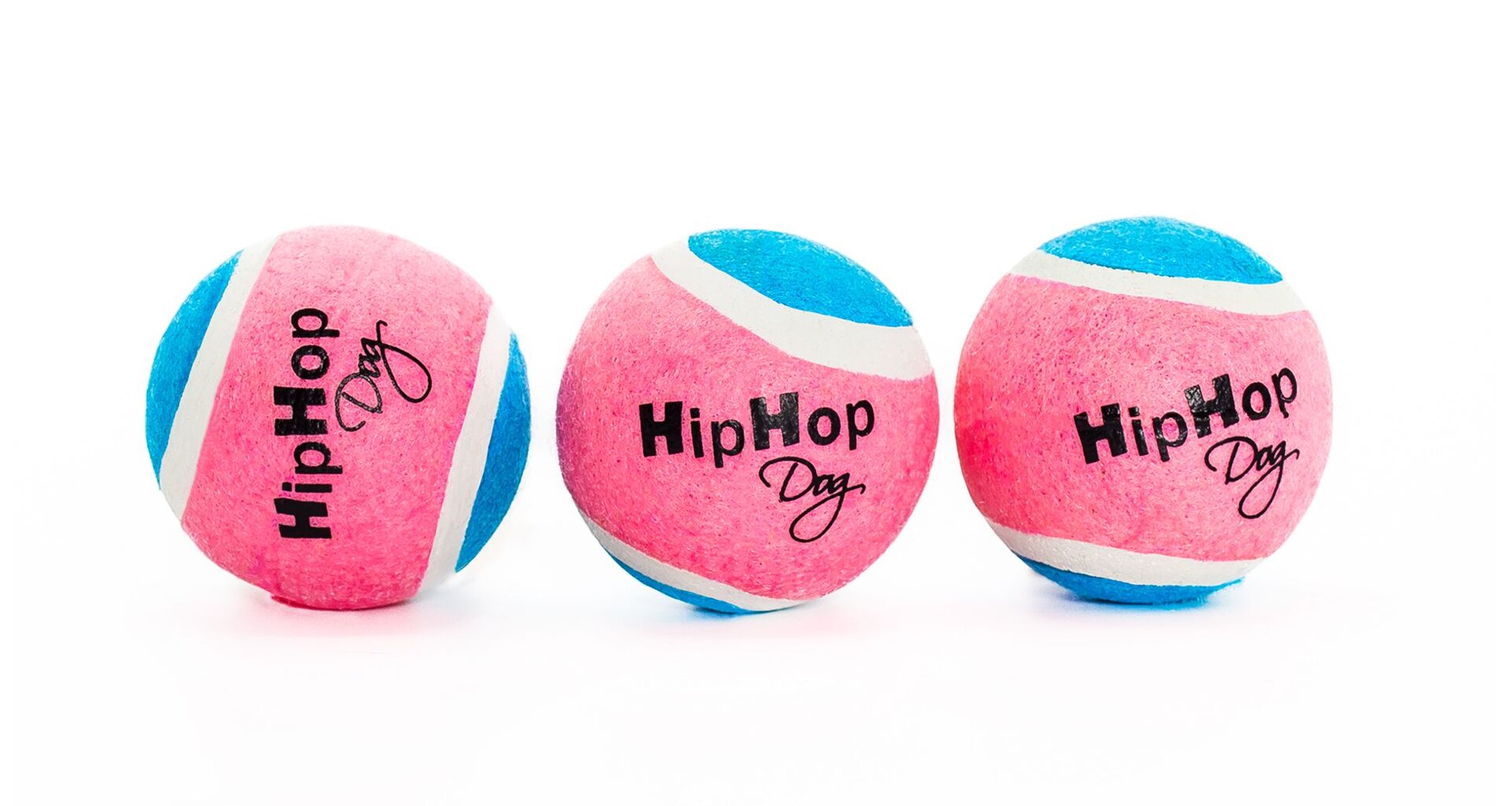 Balení-neonový ve tmě HIPHOP DOG svítící tenis. míč pískací 5 cm (3 ks/bal) 