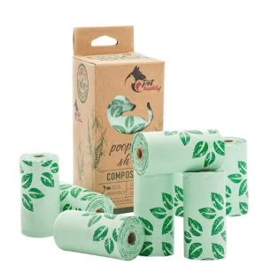 PetBuddy sáčky na exkrementy, kompostovatelné, 8 rolí/ á 15 sáčků, zelené s potiskem
