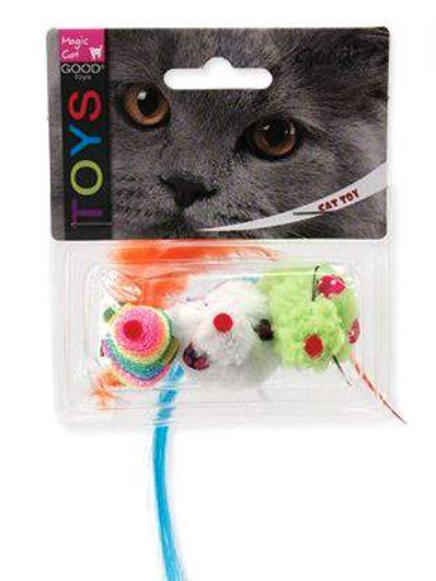 Myška Magic Cat, plyšová, vícebarevná, 7,5 cm, 3 ks