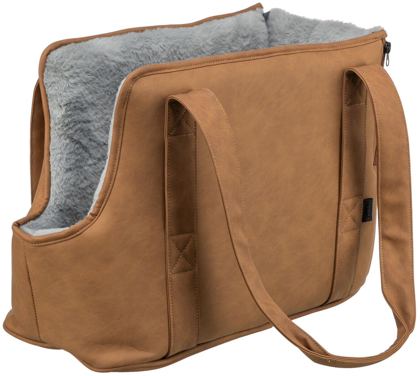 TRIXIE Transportní taška EVELYN, 40 x30 x 20 cm, do 5 kg, umělá kůže, plyš, hnědá/šedá