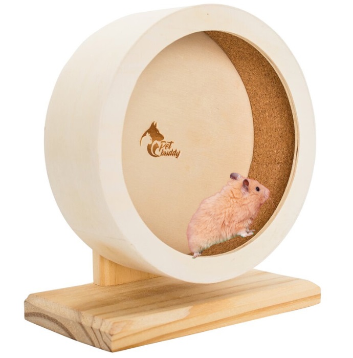 PetBuddy kolotoč, běhací kolo pro křečky, 15 cm, borové dřevo/korek