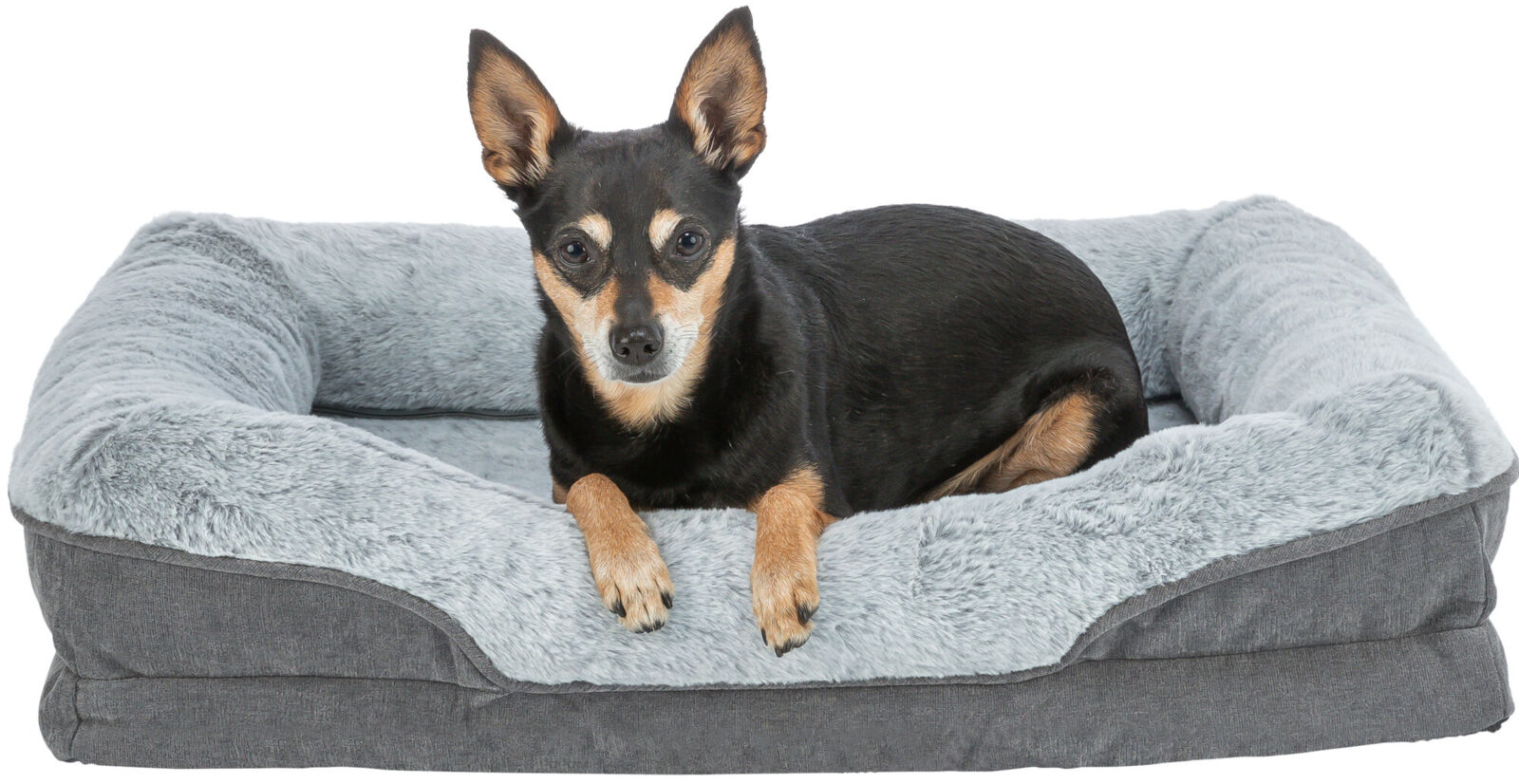 TRIXIE Vital Bed LINO, ortopedický obdélníkový pelech, šedá/světlešedá 90 x 65 cm
