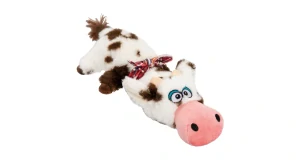 Kravička ležící, 30 cm, plyšová hračka pro psy, HIPHOP DOG, strakatá
