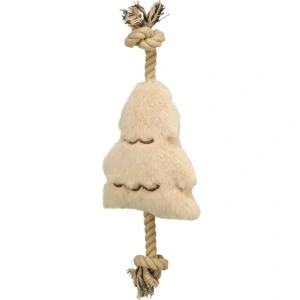 TRIXIE Vánoční stromek na laně, bez zvuku, 38 cm, plyš/bavlněné lano, béžová