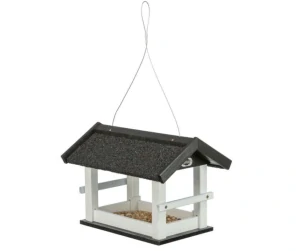 TRIXIE NATURA venkovní krmítko závěsné, salaš, 36 × 25 × 25 cm, glazovaná borovice, černá/bílá