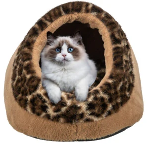 TRIXIE SOFT Edition plyšová kukaň LEO, 35 x 26 x 41 cm, hnědá/leopardí