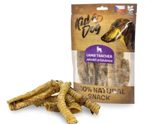 KIDDOG 100% Natural Snack, jehněčí průdušnice (hrtan) 10 - 12 cm / 100 g