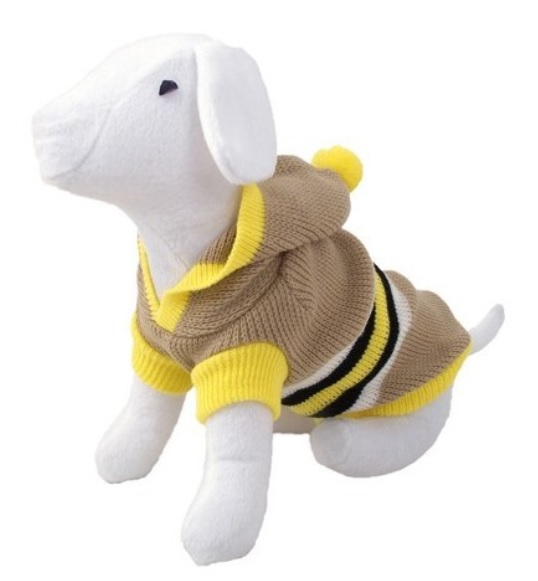 Svetr DOG FANTASY s kapucí a proužky béžový L 45cm DOPRODEJ