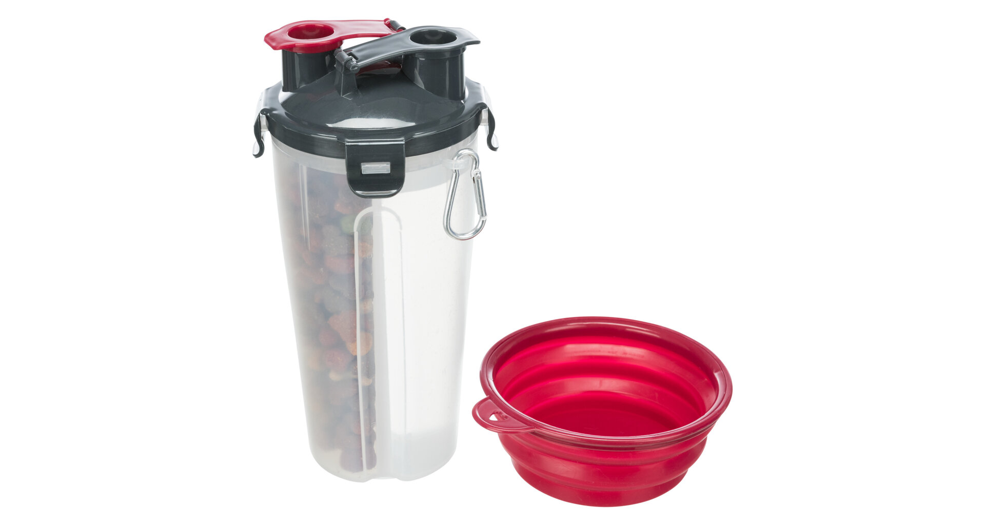 TRIXIE Cestovní zásobník na vodu a krmivo, včetně misky, 2 × 0.35 l/ø11 × 23 cm