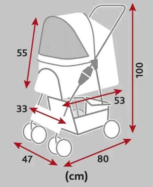 TRIXIE Kočárek pro psy BUGGY, rychlosklápěcí, 47 x 100 x 80cm, nosnost do 15 kg, šedá