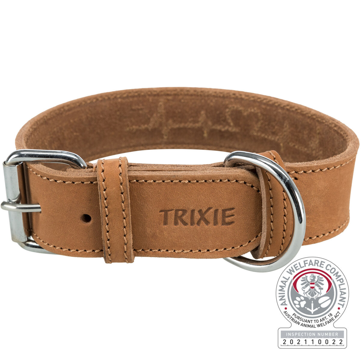 TRIXIE Rustic kožený obojek Heartbeat - hnědá L:47-55cm/40mm