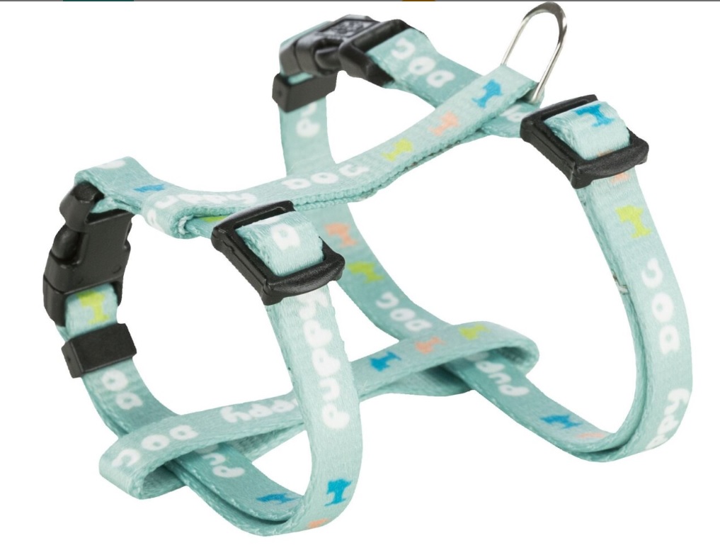 TRIXIE JUNIOR postroj s vodítkem pro štěňata, M-L: 27-45 cm, 2 m, mátová