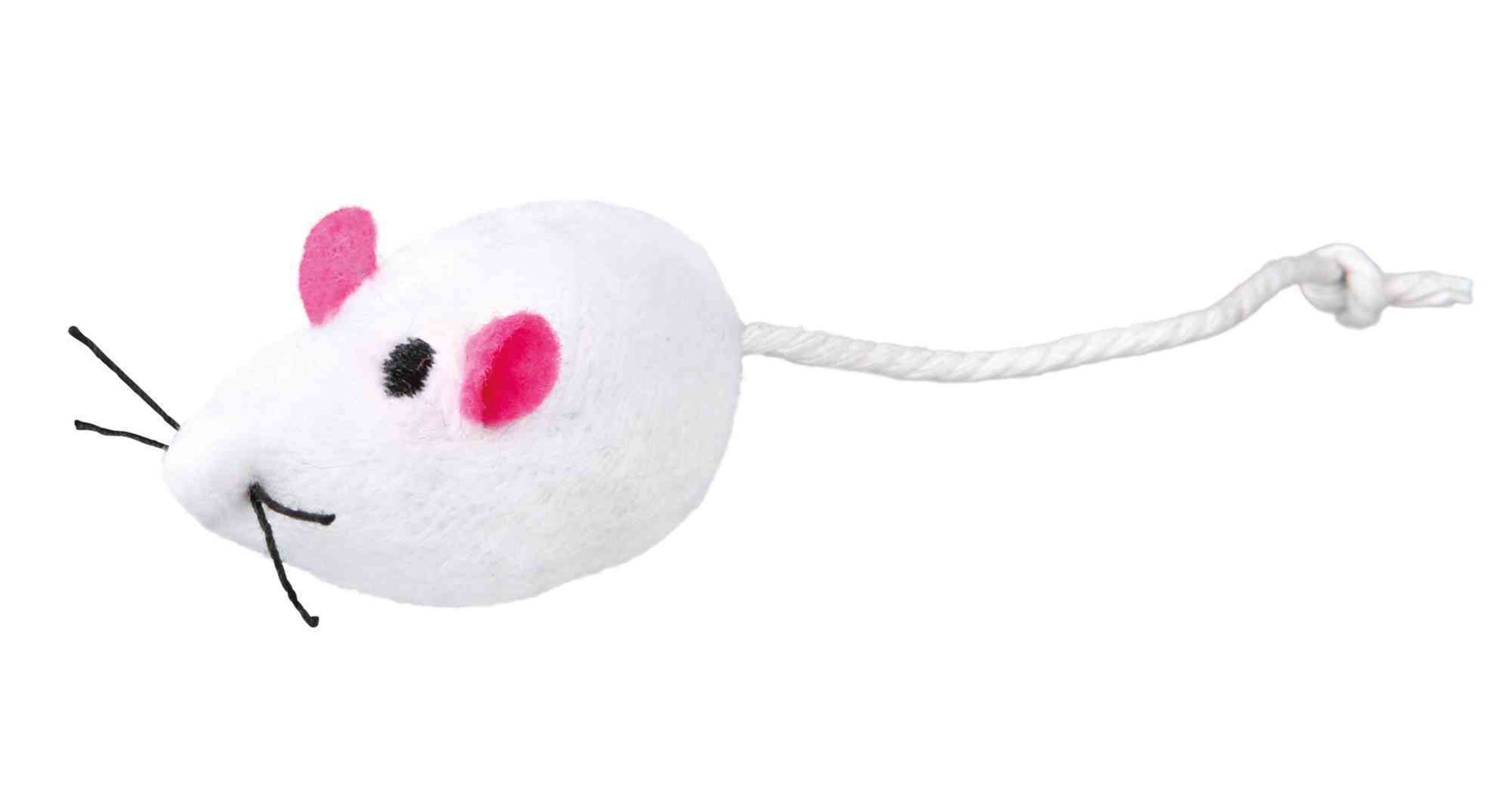 TRIXIE Plyšová myš s rolničkou, 5 cm (2 ks), bílá/šedá