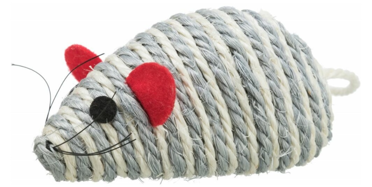 TRIXIE Myš se štěrchacími kuličkami uvnitř, sisal 10 cm