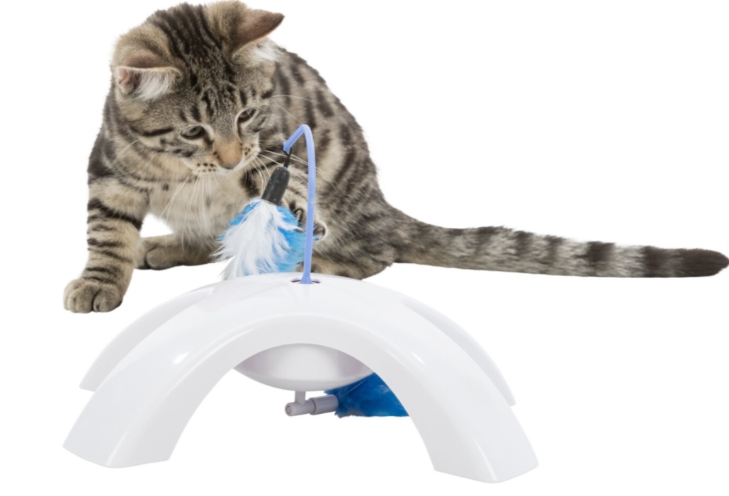 TRIXIE Feather Twister - plastová hračka s pohyblivými peříčky, 23x15x18cm - DOPRODEJ (RP 0,90 Kč)