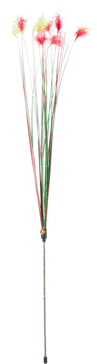 TRIXIE Xmas rod - vánoční hrací prut s peříčky a rolničkou, 31 cm