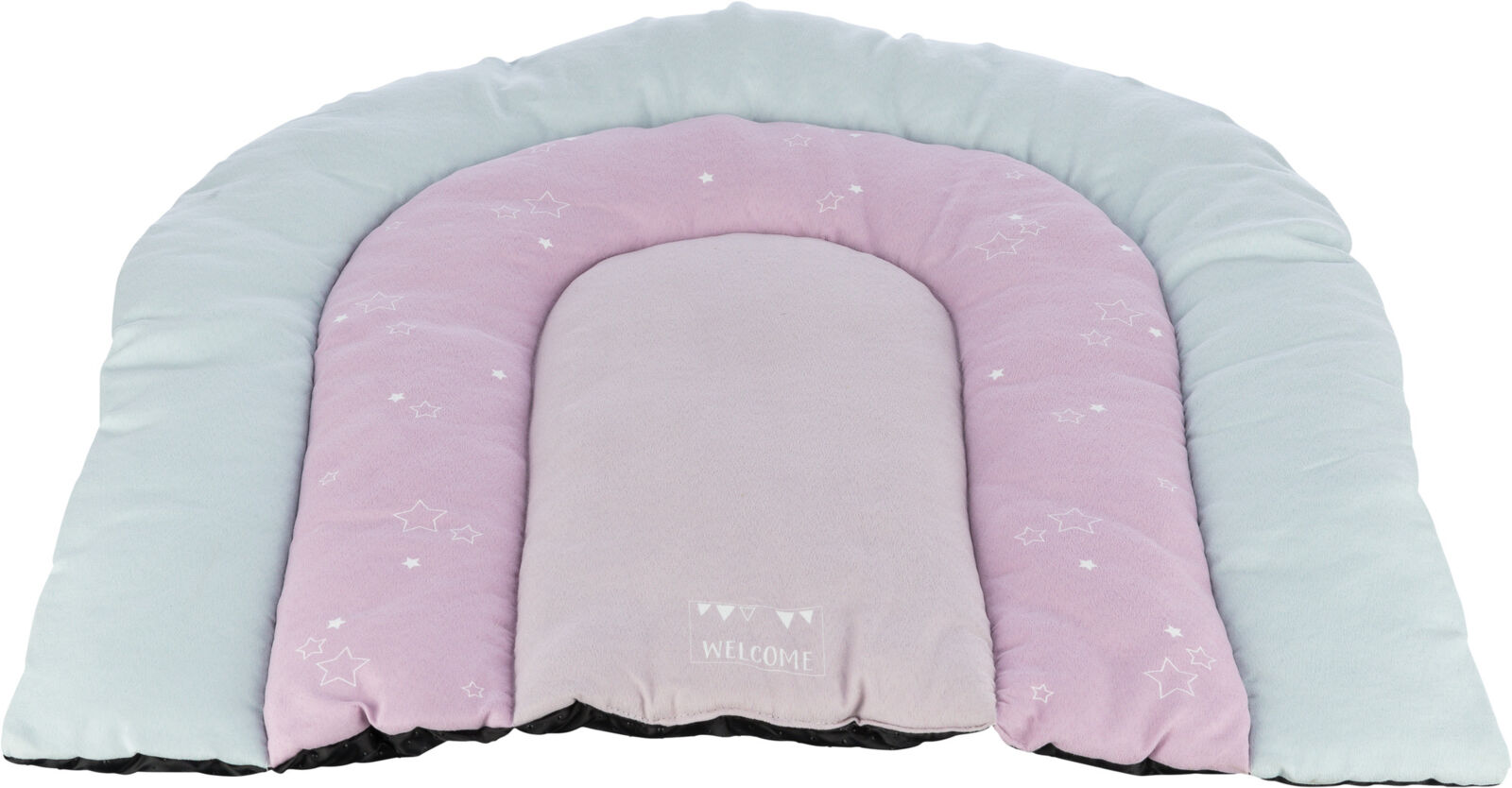 TRIXIE JUNIOR patchwork polštář DUHA, 68 x 62 cm, mátová/lila, růžová, velur
