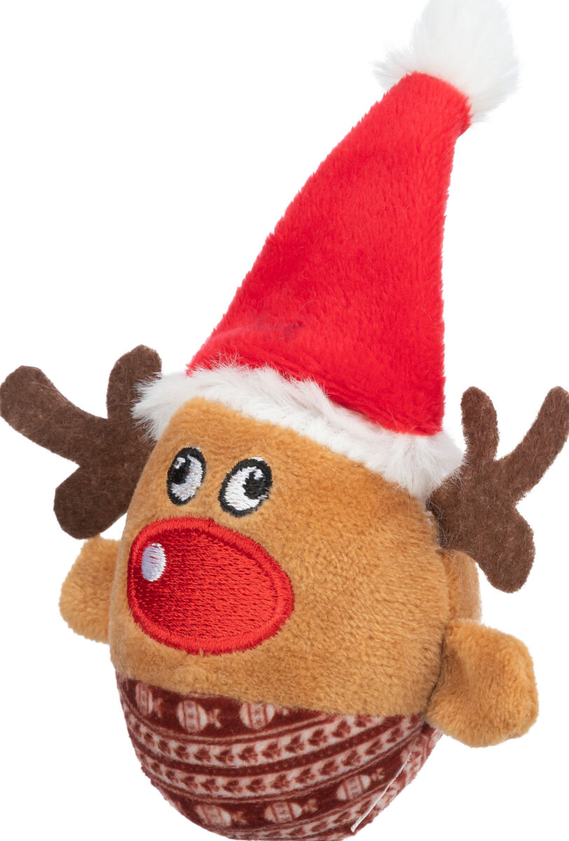 TRIXIE Xmas REINDEER - vánoční plyšový míček sob, chrastící, 6 x 12 cm