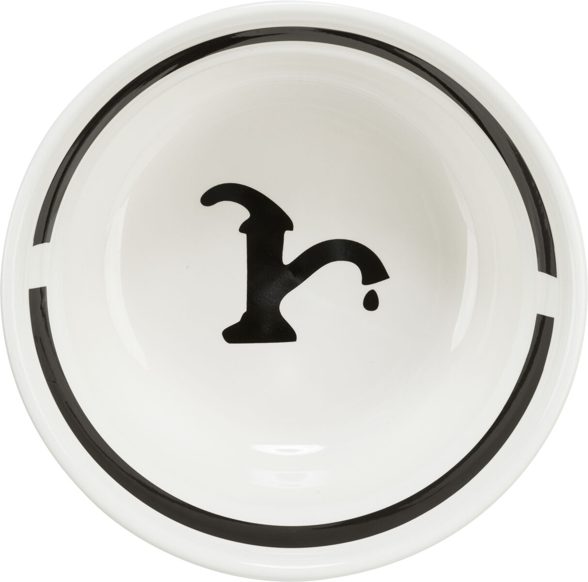 TRIXIE Keramická miska WATER, bílá/černá 0,6 l/ ø 15 cm