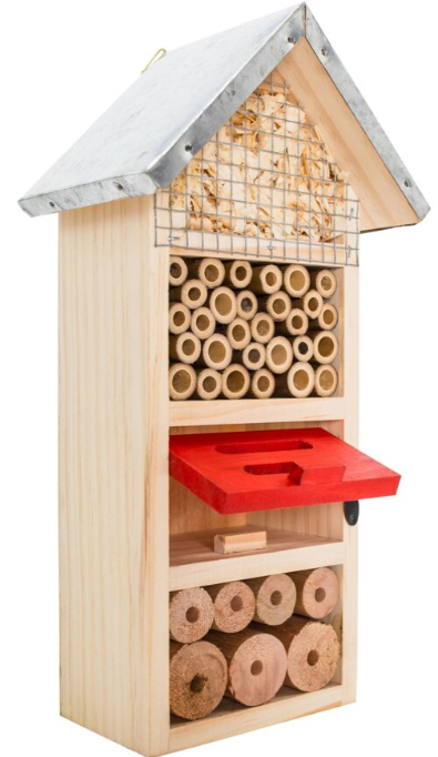 PetBuddy domeček třípatrový, hotel pro hmyz, 13 x 8.5 x 26 cm, borové dřevo