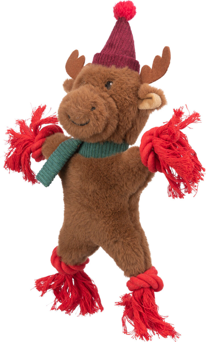 TRIXIE Xmas REINDEER - vánoční sob 32 cm, píská/šustí, plyš/lano