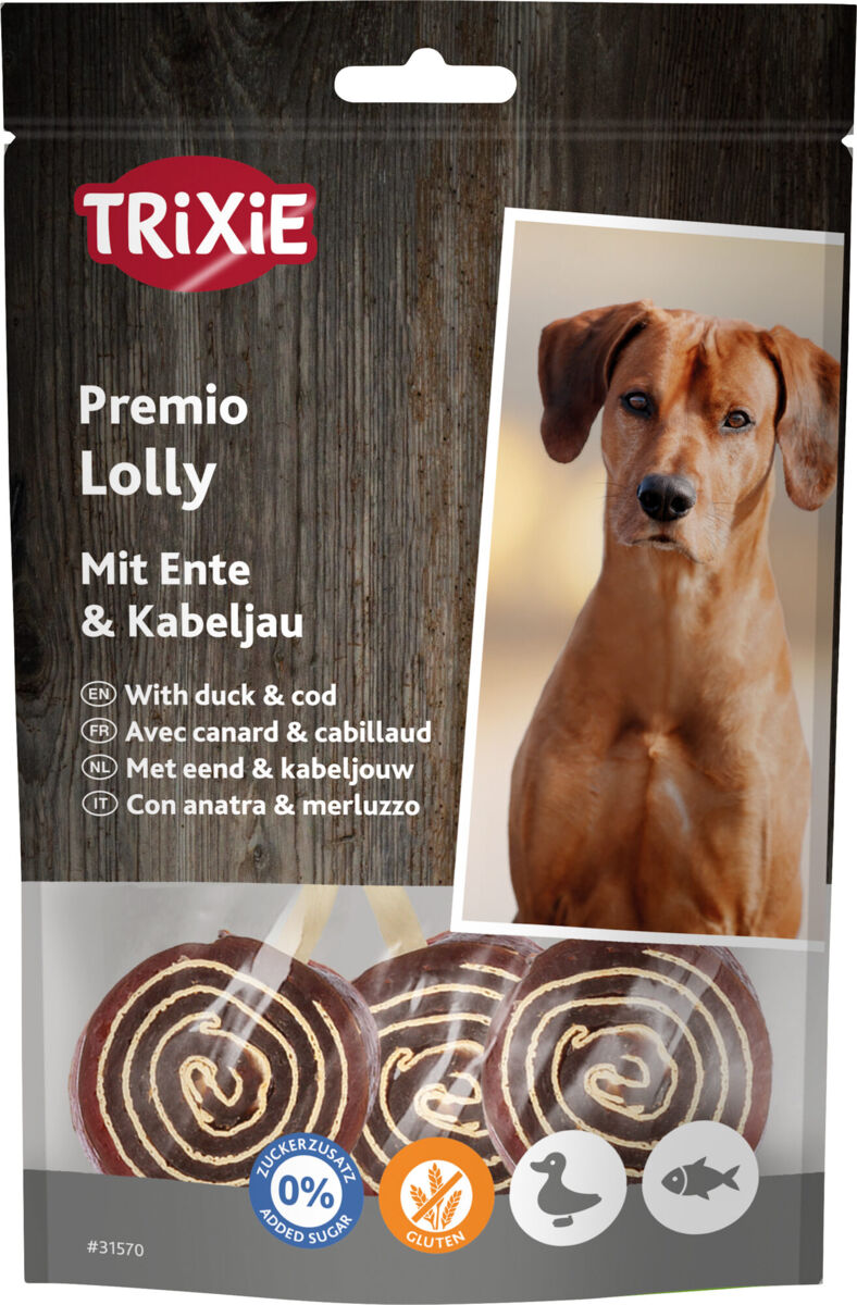 TRIXIE PREMIO Lolly, lízátko s kachnou a treska, 11 cm/ 80 g