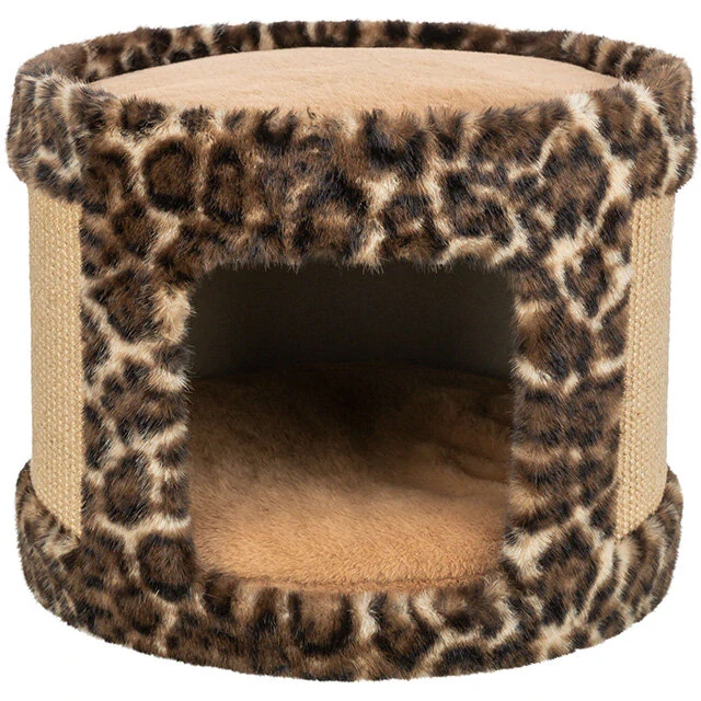 TRIXIE Škrabací jeskyně LEO, ø 38 x 30 cm, hnědá/leopardí