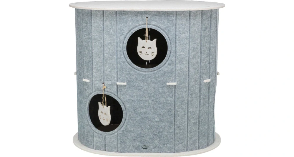 TRIXIE Dvoupatrová filcová oválná jeskyně MARA, 66 x 62 x 46 cm, písková/šedá