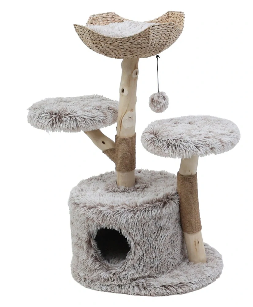 PetBuddy škrabadlo SIRACUSA 60 x 45 x 105 cm, hruškový strom/vodní hyacint, béžová/přírodní