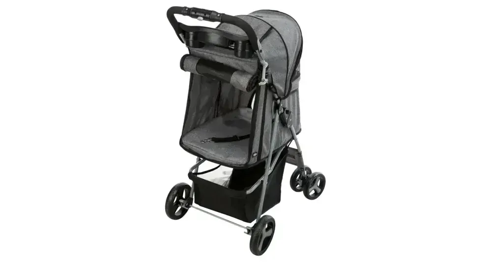 TRIXIE Kočárek pro psy BUGGY, rychlosklápěcí, 47 x 100 x 80cm, nosnost do 15 kg, šedá