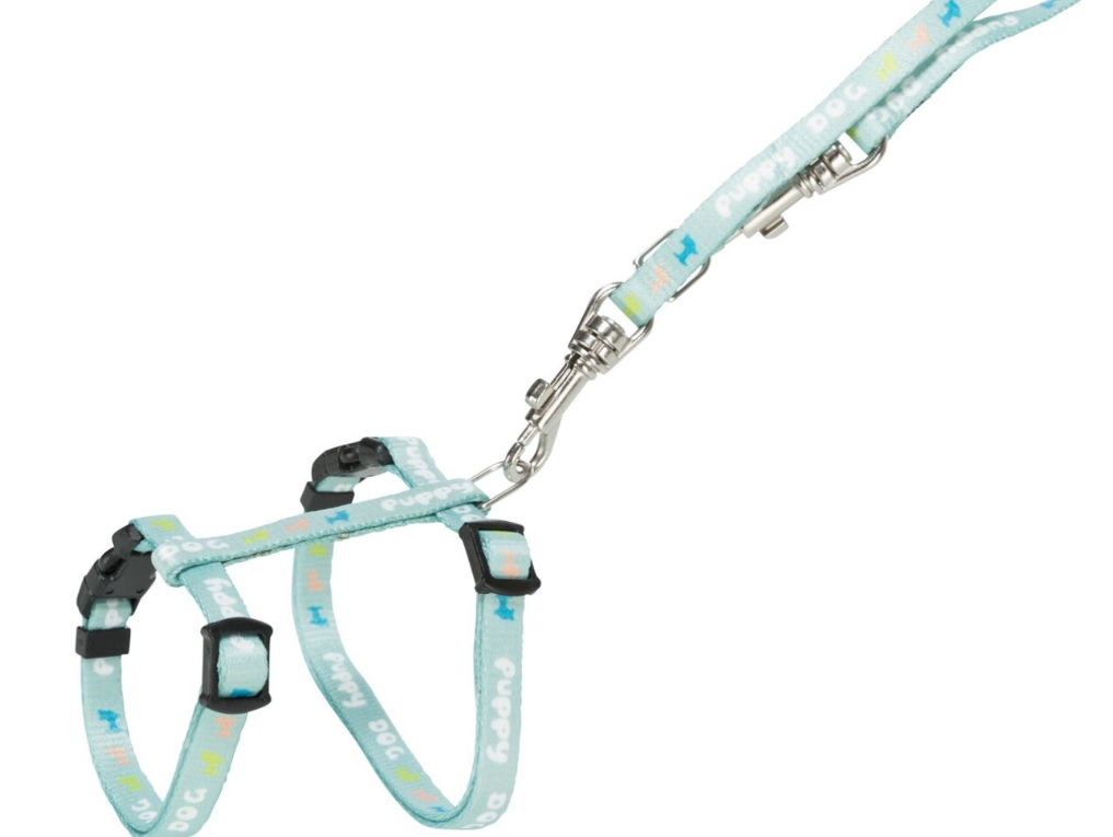 TRIXIE JUNIOR postroj s vodítkem pro štěňata, M-L: 27-45 cm, 2 m, mátová