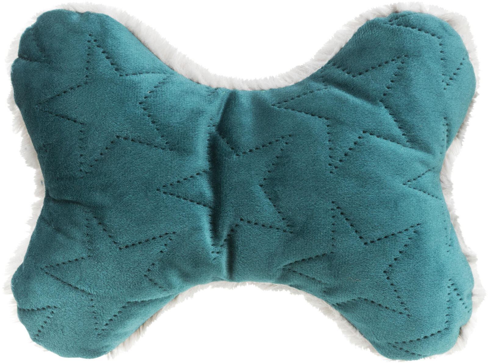 Xmas Bone - kost se zvukem, hračka pro psy, 20 cm, samet/plyš, berry/petrolejová