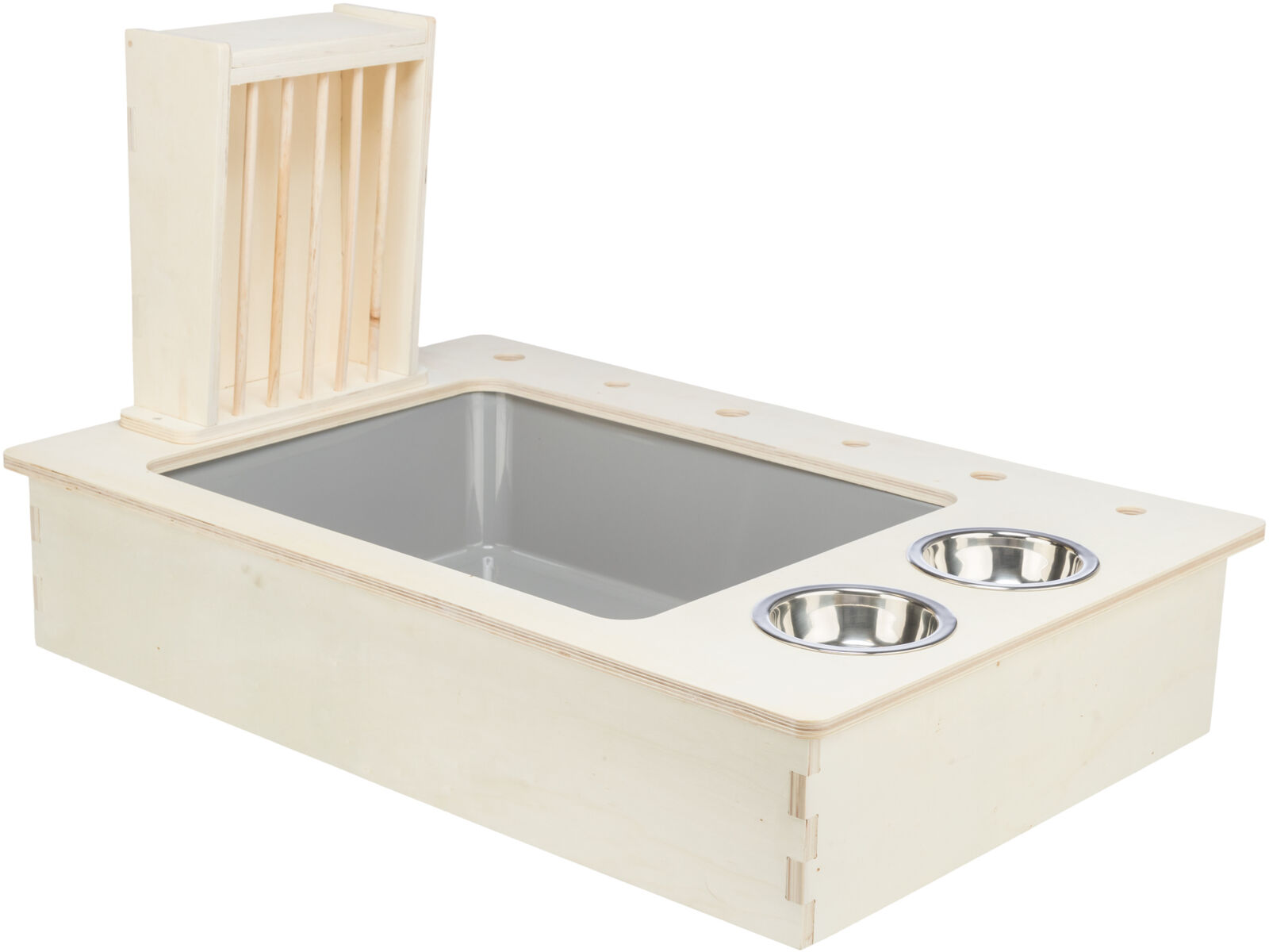 TRIXIE Krmná stanice - bar + misky, jesličky - 70 x 41 x 47 cm, dřevo/nerez/plast