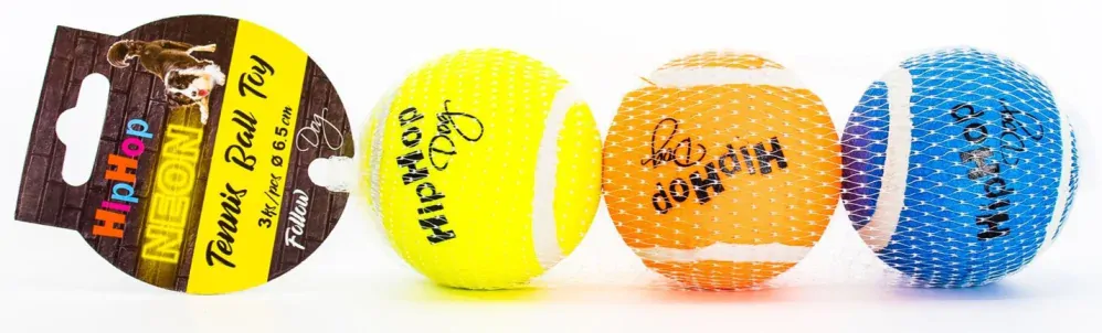 Neonový ve tmě svítící tenis. míč 6,5 cm (3 ks/bal.) HIPHOP DOG