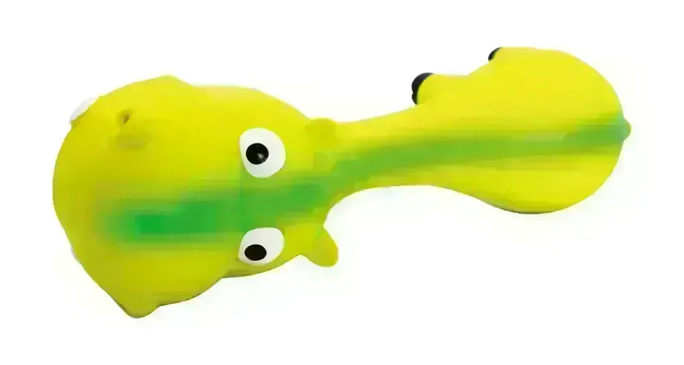 Hrošík ležící - tvar činky, se zvukem, 22 cm, latex, zelená, HipHop