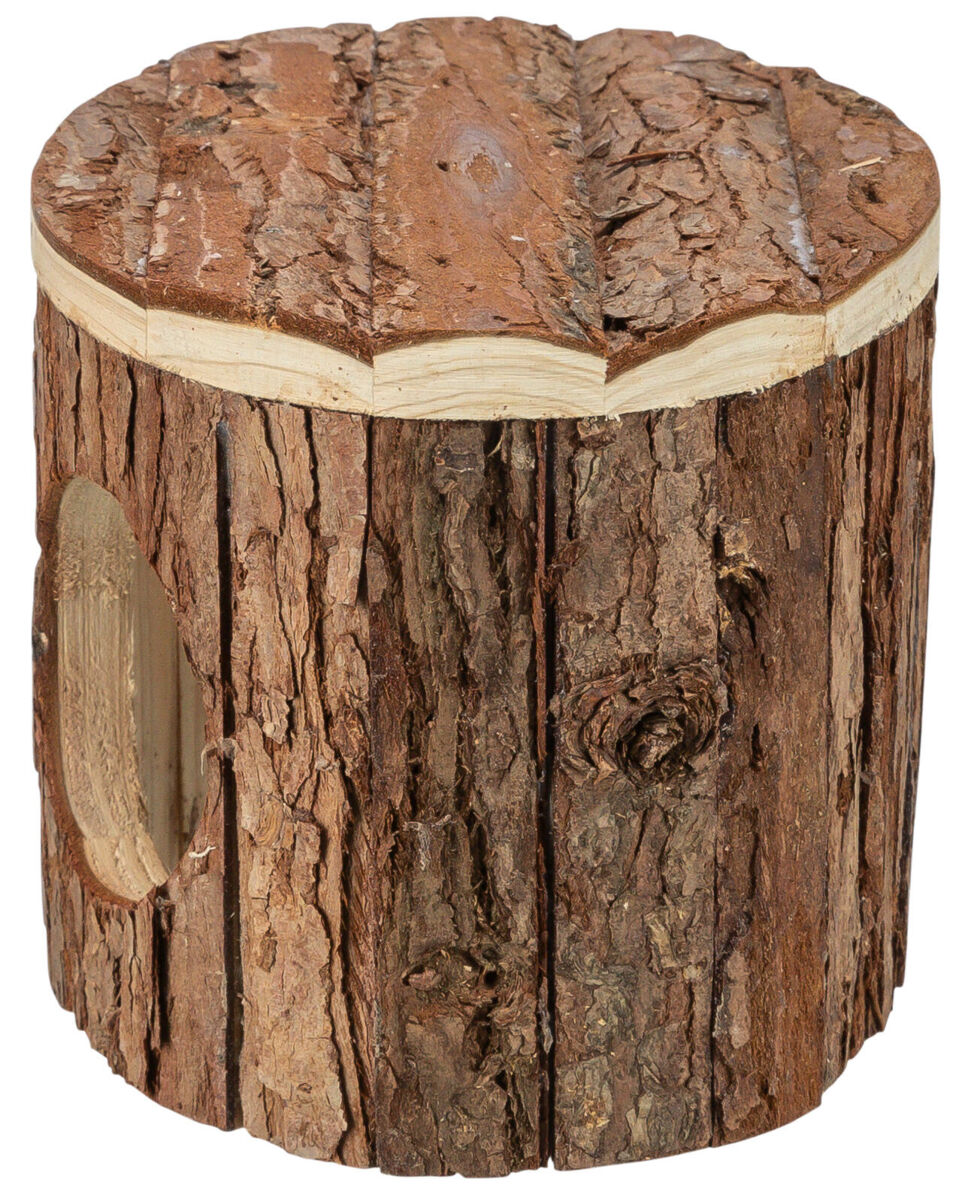 TRIXIE Domek METTE pro křečky, 18 x 12 x 12 cm, přírodní dřevo s kůrou